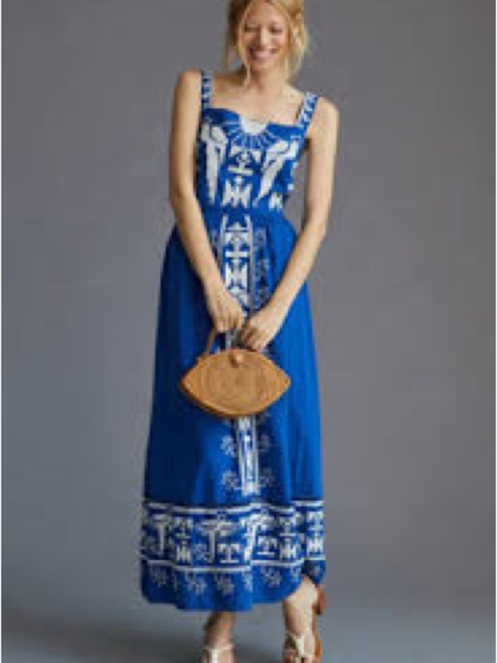 FARM Rio Blue Maxi Dress with White Embroidery - Picture 4 of 7
